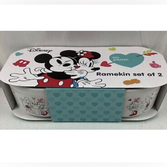 ❤️❤️Disney Minnie and Mickey Mouse Be My Valentine Lovers Ramekins - Set of 2 - Picture 2 of 6